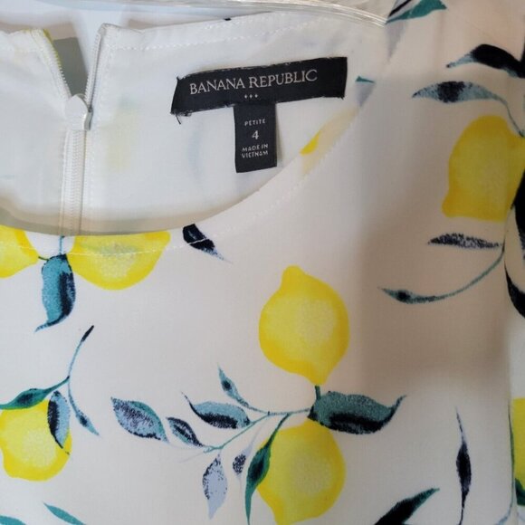BANANA REPUBLIC  yellow lemon Short Sleeve  Dress Size 4 Petite lined Sexy comfy - Picture 2 of 4